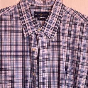 Ralph Lauren Blue and Black whitePlaid Button-Down Shirt XL